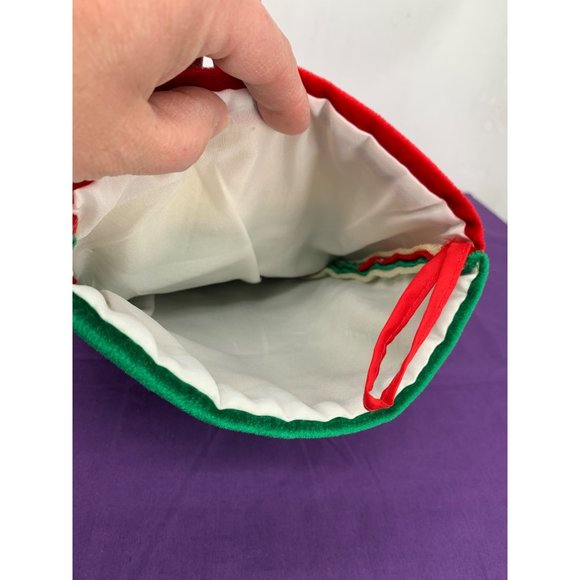 Felted Vintage Christmas stocking handmade Santa Climbing into Chimney - Picture 4 of 12